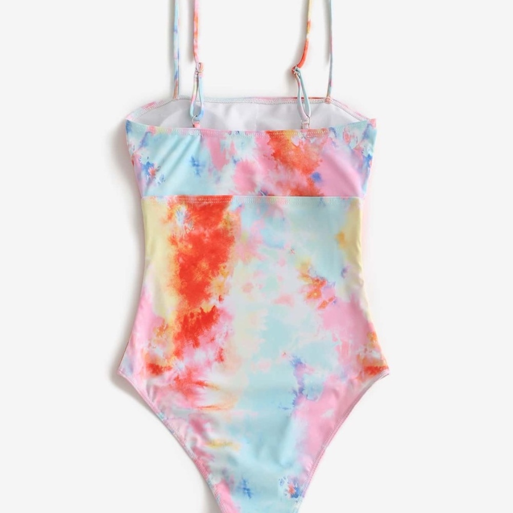 Boho Tie Dye Cut Out Monokini One Piece Swim - Picture 2 of 3